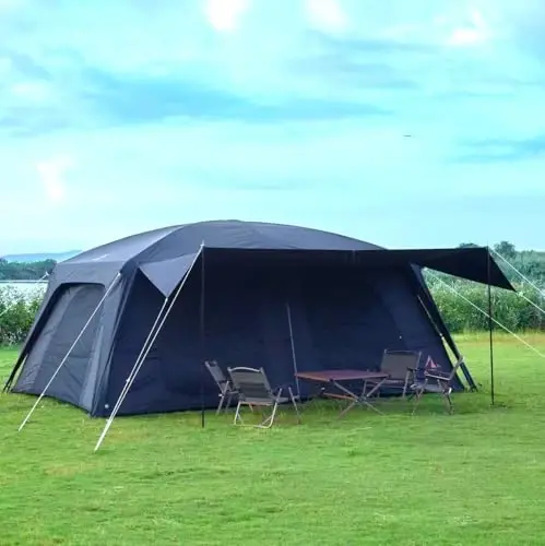 KTT Extra Large Tent 10-12-14 Person(B),Family Cabin Tents,2 Rooms,3 Doors and 3 Windows with Mesh,Straight Wall,Waterproof,Double Layer,Big Tent for Outdoor,Picnic,Camping,Family Gathering - KTT (1)