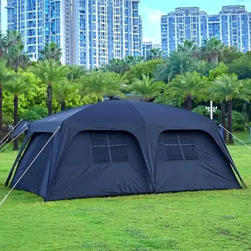 KTT Extra Large Tent 10-12-14 Person(B),Family Cabin Tents,2 Rooms,3 Doors and 3 Windows with Mesh,Straight Wall,Waterproof,Double Layer,Big Tent for Outdoor,Picnic,Camping,Family Gathering - 5