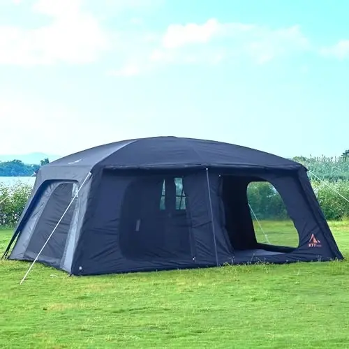 KTT Extra Large Tent 10-12-14 Person(B),Family Cabin Tents,2 Rooms,3 Doors and 3 Windows with Mesh,Straight Wall,Waterproof,Double Layer,Big Tent for Outdoor,Picnic,Camping,Family Gathering - 6