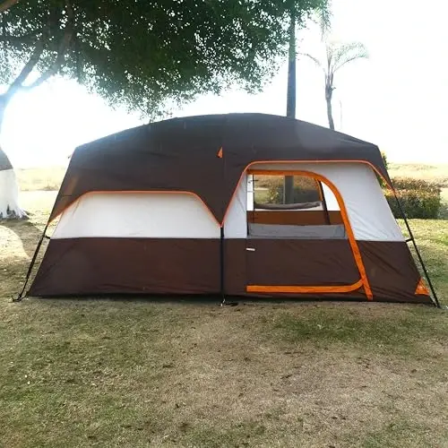 KTT Extra Large Tent 6-10-12-14 Person(A),Family Cabin Tents,2 Rooms,3 Doors and 3 Windows with Mesh,Straight Wall,Waterproof,Double Layer,Big Tent for Outdoor,Picnic,Camping,Family Gathering - 3