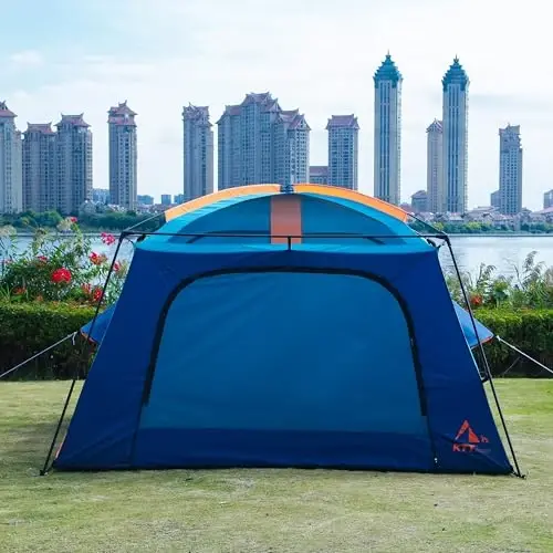 KTT Extra Large Tent 6-10-12-14 Person(A),Family Cabin Tents,2 Rooms,3 Doors and 3 Windows with Mesh,Straight Wall,Waterproof,Double Layer,Big Tent for Outdoor,Picnic,Camping,Family Gathering - 7