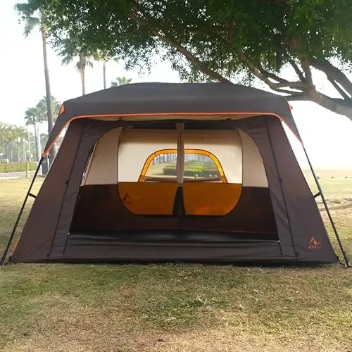 KTT Katta chodir 6-12 kishi, oilaviy chodirlar, to'g'ri devor, 3 eshik va 3 deraza, suv o'tkazmaydigan, ochiq havoda, piknik, camping, oila, do'stlar uchun katta chodir. - 6