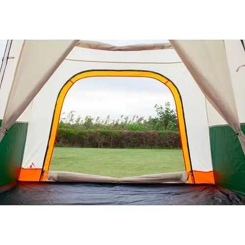 KTT Large Tent 6-12 Person,Family Cabin Tents,Straight Wall,3 Doors and 3 Windows with Mesh,Waterproof,Big Tent for Outdoor,Picnic,Camping,Family,Friends Gathering. - 4
