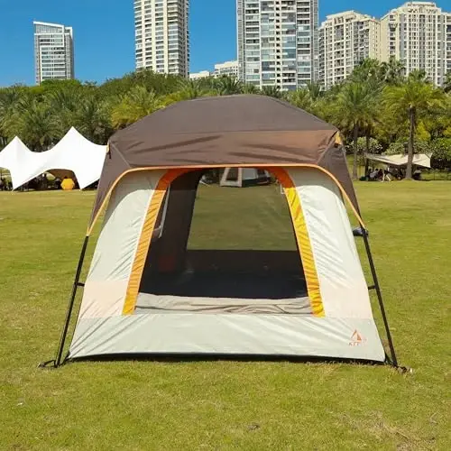 KTT Large Tent 6-8 Person,Family Cabin Tents,Straight Wall,3 Doors and 3 Windows with Mesh,Waterproof,Big Tent for Outdoor,Picnic,Camping,Family,Friends Gathering.…… - 4
