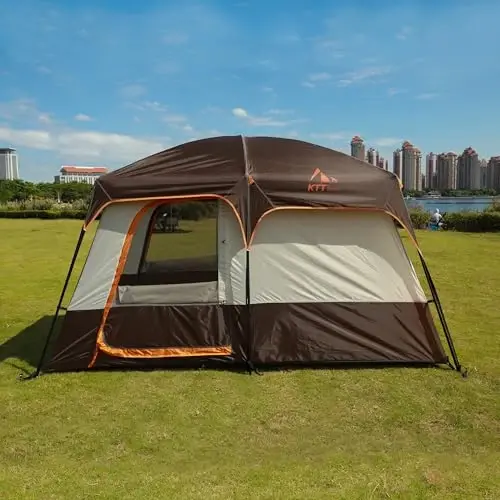 KTT Large Tent 6-8 Person,Family Cabin Tents,Straight Wall,3 Doors and 3 Windows with Mesh,Waterproof,Big Tent for Outdoor,Picnic,Camping,Family,Friends Gathering.…… - 6