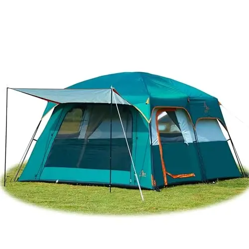 KTT Large Tent 6-8 Person,Family Cabin Tents,Straight Wall,3 Doors and 3 Windows with Mesh,Waterproof,Big Tent for Outdoor,Picnic,Camping,Family,Friends Gathering.…… 