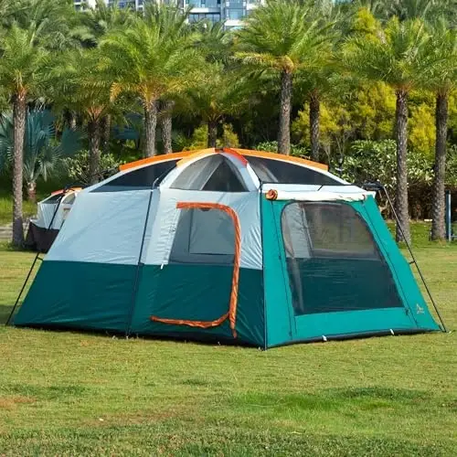 KTT Large Tent 6-8 Person,Family Cabin Tents,Straight Wall,3 Doors and 3 Windows with Mesh,Waterproof,Big Tent for Outdoor,Picnic,Camping,Family,Friends Gathering.…… - 3