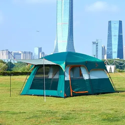 KTT Large Tent 6-8 Person,Family Cabin Tents,Straight Wall,3 Doors and 3 Windows with Mesh,Waterproof,Big Tent for Outdoor,Picnic,Camping,Family,Friends Gathering.…… - 4