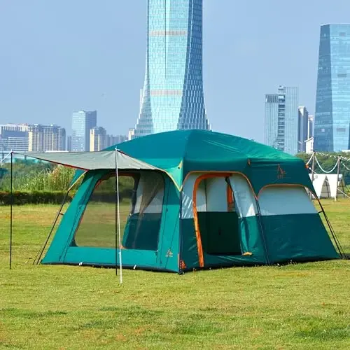 KTT Large Tent 6-8 Person,Family Cabin Tents,Straight Wall,3 Doors and 3 Windows with Mesh,Waterproof,Big Tent for Outdoor,Picnic,Camping,Family,Friends Gathering.…… - 5