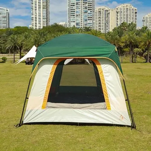 KTT Large Tent 6-8 Person,Family Cabin Tents,Straight Wall,3 Doors and 3 Windows with Mesh,Waterproof,Big Tent for Outdoor,Picnic,Camping,Family,Friends Gathering.…… - 4