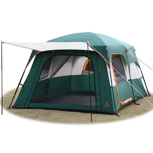 KTT Large Tent 6-8 Person,Family Cabin Tents,Straight Wall,3 Doors and 3 Windows with Mesh,Waterproof,Big Tent for Outdoor,Picnic,Camping,Family,Friends Gathering.…… - 1