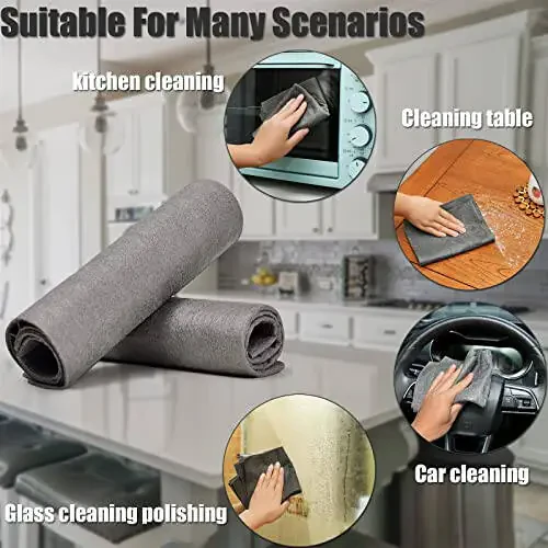 KTT Thickened Magic Cleaning Cloth, Reusable Microfiber Cleaning Cloth. Lint Free Cloth for Home, Window, Mirror Glass and Cars. (12