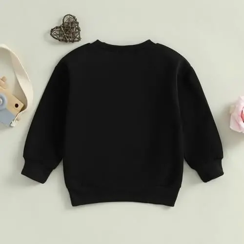 KtwHarnu Infant Toddler Baby Boy Valentines Outfit Heart Embroidery Sweatshirt Crewneck Long Sleeve Shirts Top Pullovers - 4