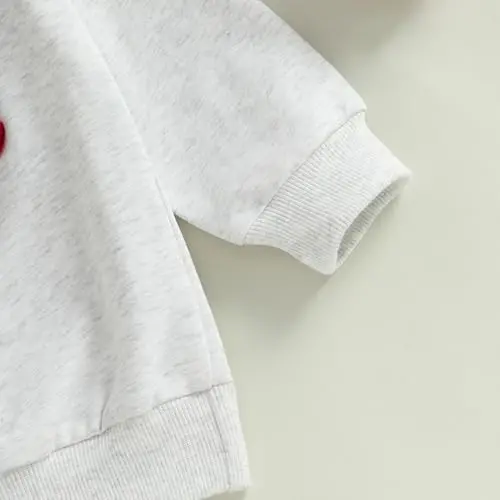 KtwHarnu Toddler Baby Boy Valentines Day Outfit Lover Boy Embroidery Crewneck Sweatshirt Long Sleeve Pullovers Shirts Top - 7
