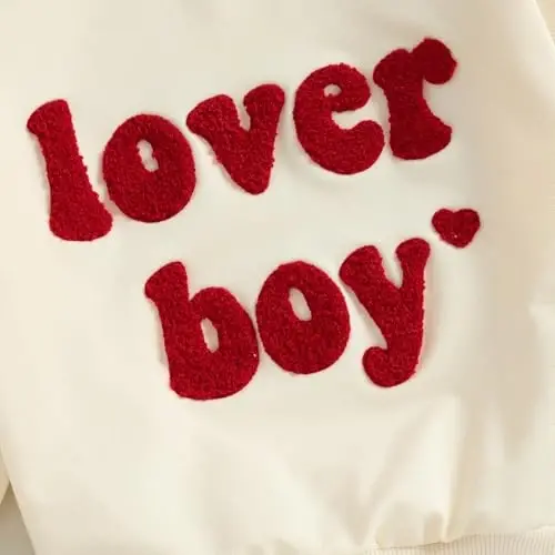 KtwHarnu Toddler Baby Boy Valentines Day Outfit Lover Boy Embroidery Crewneck Sweatshirt Long Sleeve Pullovers Shirts Top - 6