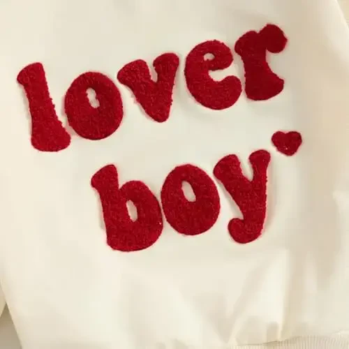 KtwHarnu Toddler Baby Boy Valentines Day Outfit Lover Boy Embroidery Crewneck Sweatshirt Long Sleeve Pullovers Shirts Top - 6