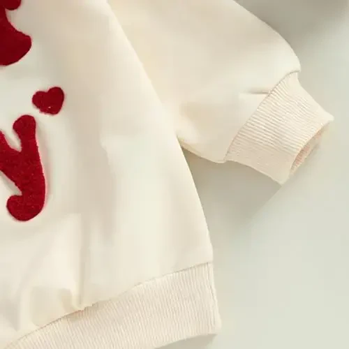 KtwHarnu Toddler Baby Boy Valentines Day Outfit Lover Boy Embroidery Crewneck Sweatshirt Long Sleeve Pullovers Shirts Top - 7