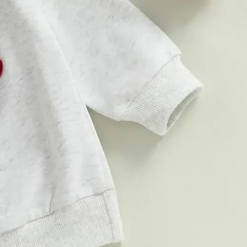 KtwHarnu Toddler Baby Boy Valentines Day Outfit Lover Boy Embroidery Crewneck Sweatshirt Long Sleeve Pullovers Shirts Top - 7