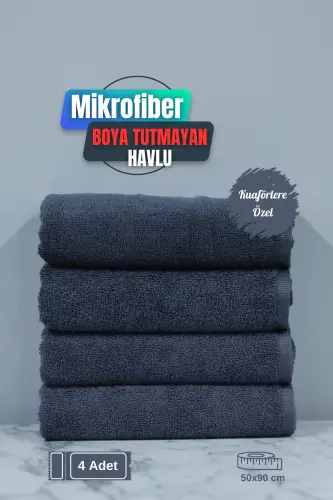 Kuaförlere Özel Boya Tutmayan Mikrofiber Saç Havlusu 50x90 cm. 4'lÜ Set 