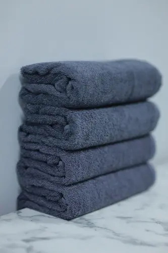 Kuaförlere Özel Boya Tutmayan Mikrofiber Saç Havlusu 50x90 cm. 4'lÜ Set-Gri - 4