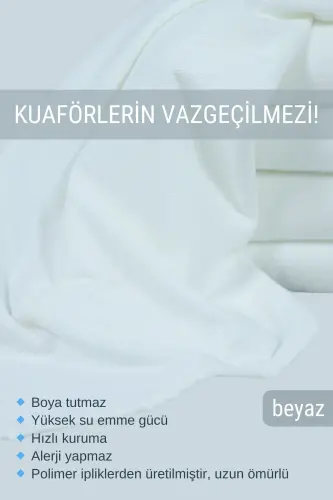 Kuaförlere Özel Boya Tutmayan Mikrofiber Saç Havlusu 50x90 cm. 4'lÜ Set-Beyaz - 3