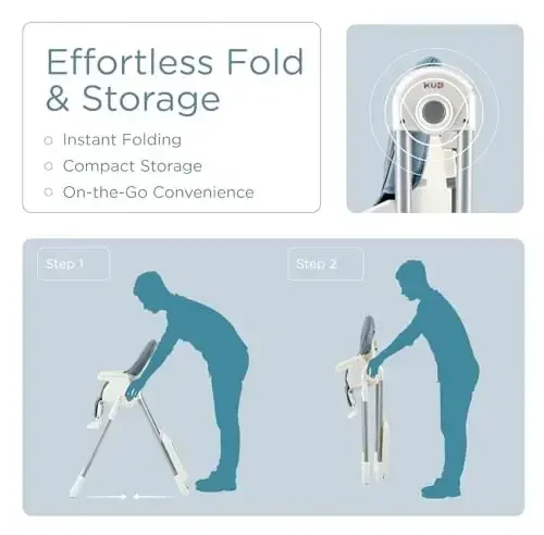 KÜB 3-in-1 Foldable Baby High Chair, 7 Height & 4 Recline Adjustable Seat & Tray for Easy Clean, 2 Locking Wheels, Multifunctional Infant High Chairs for Babies and Toddlers (Blue, with Toys) - 5