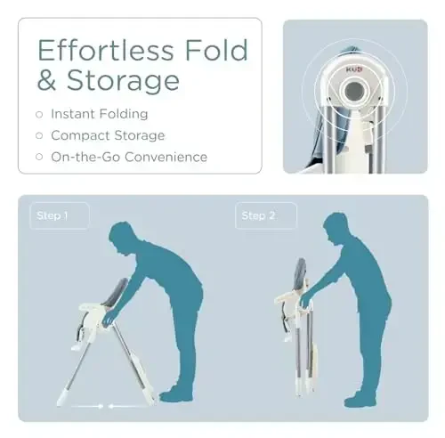 KUB 3-in-1 katlanadigan bolalar uchun baland stul (ko'k) | Chaqaloqlar va yosh bolalar uchun ko'p funktsiyali chaqaloqlar uchun baland stullar | Oson tozalash uchun olinadigan o'rindiq va patnis | 7 balandlik va 4 eğim sozlanishi | 2 ta qulflash g'ildiragi - 5