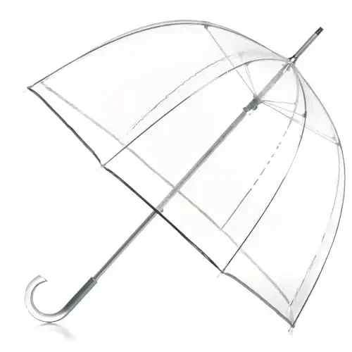 totes Adult Clear Bubble Umbrella with Dome Canopy and Lightweight Wind and Rain Protection 