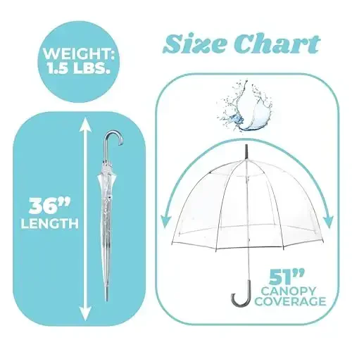 totes Adult Clear Bubble Umbrella with Dome Canopy and Lightweight Wind and Rain Protection - 5