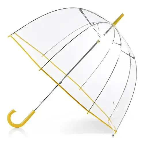 totes Adult Clear Bubble Umbrella with Dome Canopy and Lightweight Wind and Rain Protection 