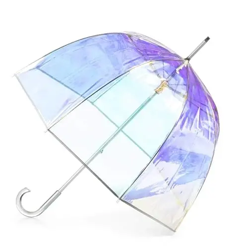 Totes Adult Bubble Umbrella with Dome Canopy and Lightweight Wind and Rain Protection 