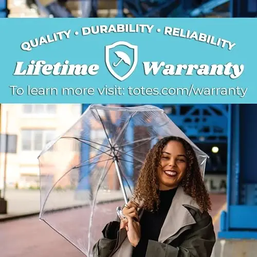 totes Adult Clear Bubble Umbrella with Dome Canopy and Lightweight Wind and Rain Protection - 6