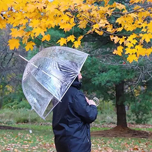 totes Adult Clear Bubble Umbrella with Dome Canopy and Lightweight Wind and Rain Protection - 7