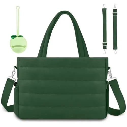 KUBYA Diaper Bag Tote, Baby Diaper Tote Bags Crossbody Hospital Bag Travel Large Mommy Bag, with Silicone Pacifier Case 