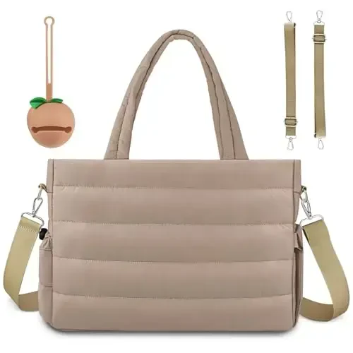 KUBYA Diaper Bag Tote, Baby Diaper Tote Bags Crossbody Hospital Bag Travel Large Mommy Bag, with Silicone Pacifier Case 