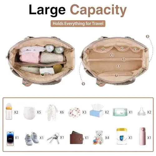 KUBYA Diaper Bag Tote, Baby Diaper Tote Bags Crossbody Hospital Bag Travel Large Mommy Bag, with Silicone Pacifier Case - Modazone (1)