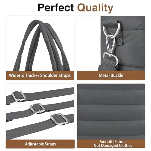 KUBYA Diaper Bag Tote, Puffer Diaper Tote Bags for Women Lightweight Travel Work Hospital Baby Bag Crossbody Mommy Bag - 4