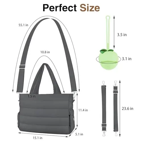 KUBYA Diaper Bag Tote, Puffer Diaper Tote Bags for Women Lightweight Travel Work Hospital Baby Bag Crossbody Mommy Bag - 6