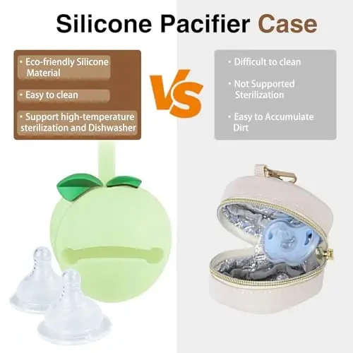 KUBYA Diaper Bag Tote, Baby Diaper Tote Bags Crossbody Hospital Bag Travel Large Mommy Bag, with Silicone Pacifier Case - 5