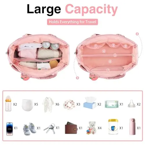 KUBYA Diaper Bag Tote, Baby Diaper Tote Bags Crossbody Hospital Bag Travel Large Mommy Bag, with Silicone Pacifier Case - 2