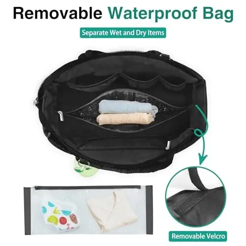 KUBYA Diaper Bag Tote, Baby Diaper Tote Bags Crossbody Hospital Bag Travel Large Mommy Bag, with Silicone Pacifier Case - 3