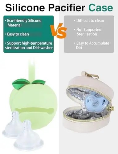 KUBYA Diaper Bag Tote, Baby Diaper Tote Bags Crossbody Hospital Bag Travel Large Mommy Bag, with Silicone Pacifier Case - 5