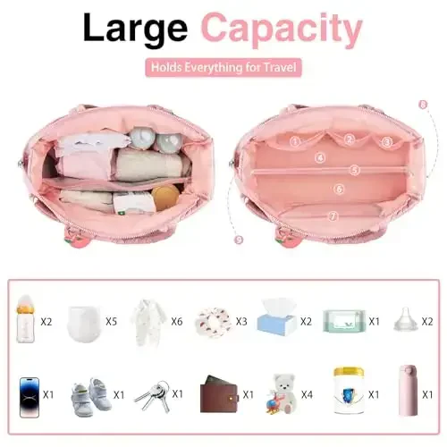 KUBYA Diaper Bag Tote, Baby Diaper Tote Bags Crossbody Hospital Bag Travel Large Mommy Bag, with Silicone Pacifier Case - 2