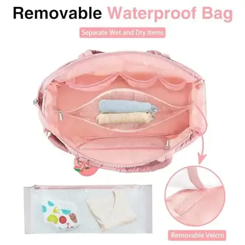 KUBYA Diaper Bag Tote, Baby Diaper Tote Bags Crossbody Hospital Bag Travel Large Mommy Bag, with Silicone Pacifier Case - 3