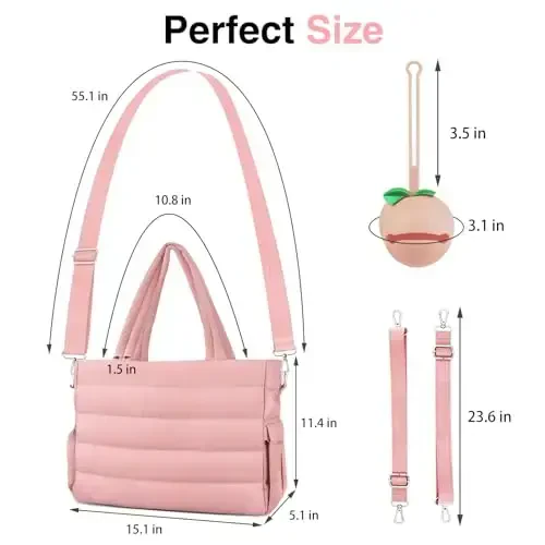 KUBYA Diaper Bag Tote, Baby Diaper Tote Bags Crossbody Hospital Bag Travel Large Mommy Bag, with Silicone Pacifier Case - 6