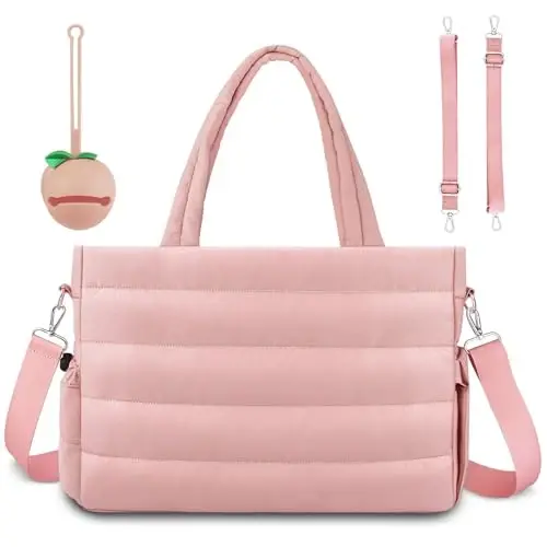 KUBYA Diaper Bag Tote, Baby Diaper Tote Bags Crossbody Hospital Bag Travel Large Mommy Bag, with Silicone Pacifier Case - 1