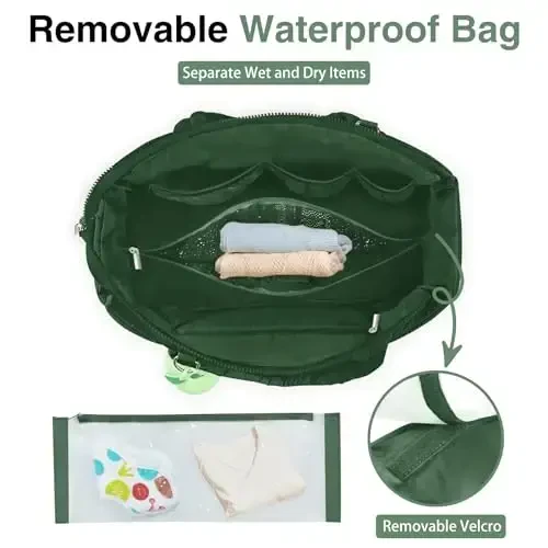 KUBYA Diaper Bag Tote, Baby Diaper Tote Bags Crossbody Hospital Bag Travel Large Mommy Bag, with Silicone Pacifier Case - 3