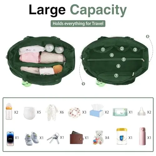 KUBYA Diaper Bag Tote, Baby Diaper Tote Bags Crossbody Hospital Bag Travel Large Mommy Bag, with Silicone Pacifier Case - Modazone (1)