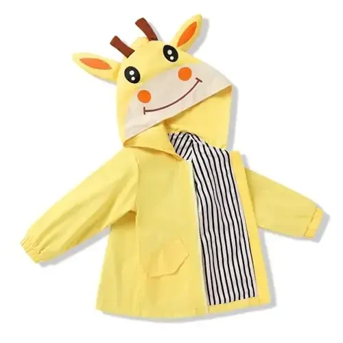 YOUNGER TREE Toddler Baby Boy Girl Duck Raincoat Cute Cartoon Hoodie Zipper Coat Outfit - 1