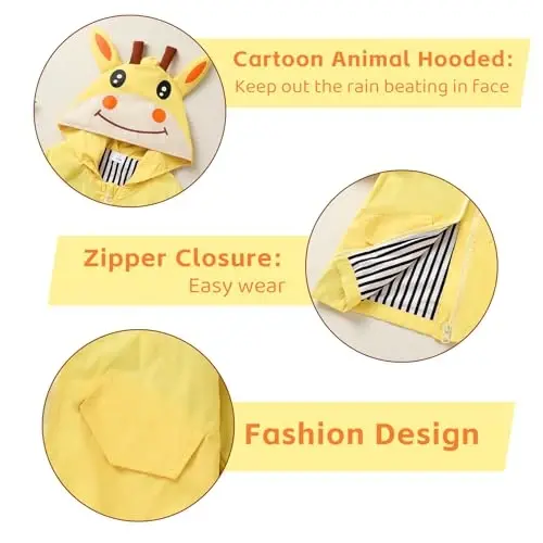 YOUNGER TREE Toddler Baby Boy Girl Duck Raincoat Cute Cartoon Hoodie Zipper Coat Outfit - 4